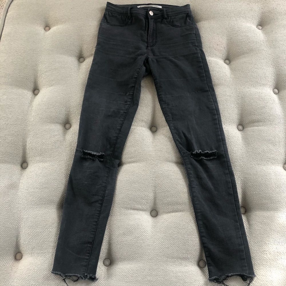 Zara Trafaluc Destroyed Skinny Raw Hem Jeans 4
